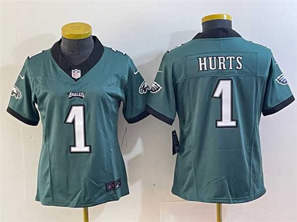 Women%27s Philadelphia Eagles #1 Jalen Hurts Green 2023 F.U.S.E. Vapor Untouchable Limited Stitched Football Jersey(Run Small)->women nfl jersey->Women Jersey